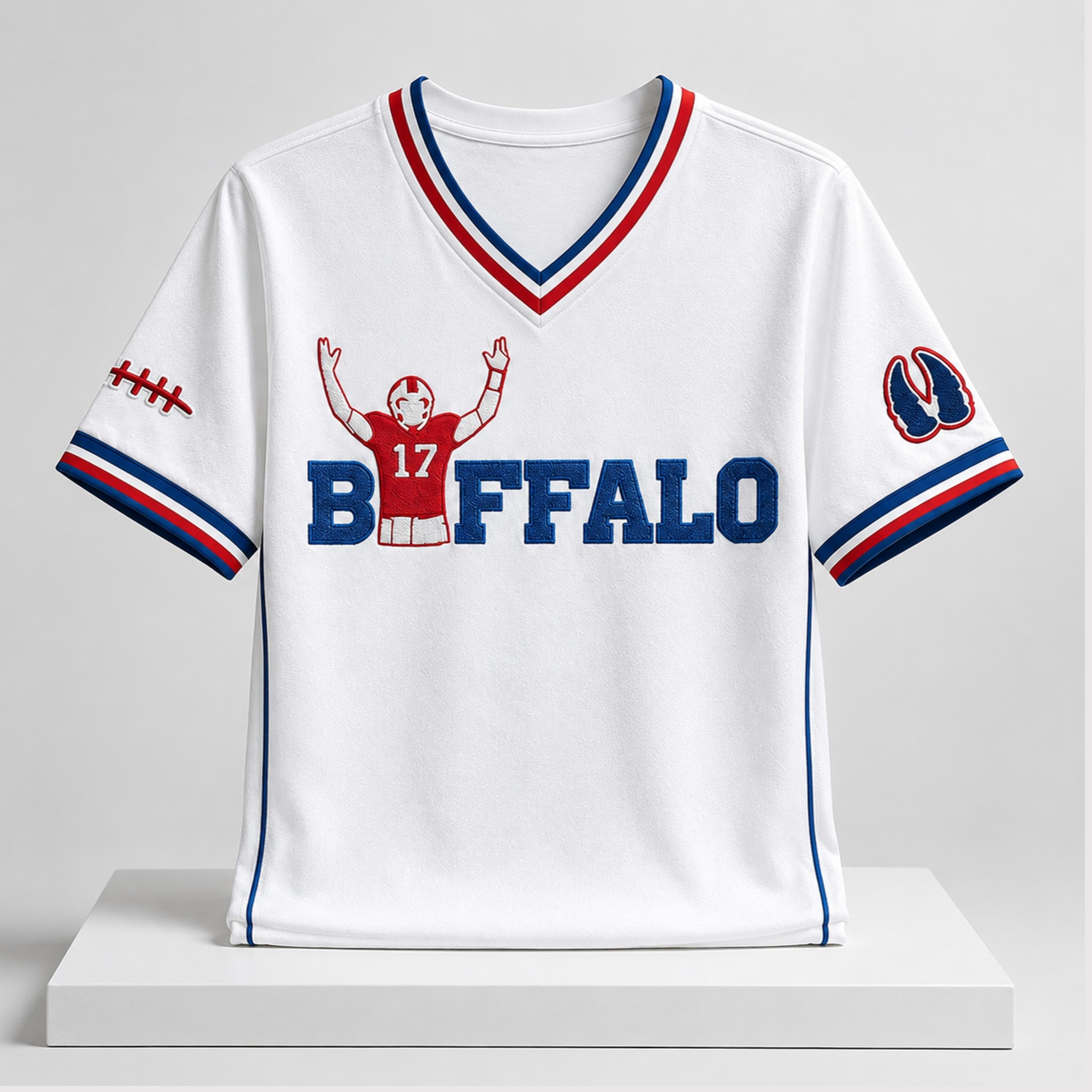 Buffalo Josh Allen 17 V-Neck Shirt 2026 Buffalo Bills Merch Present For Football Fans - Kdjoy