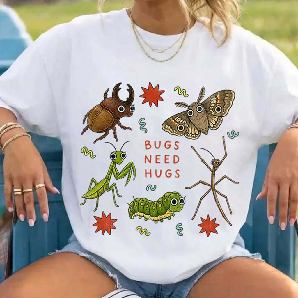 Bugs Need Hugs T-Shirt Science Teacher Cute Insect Friends Shirt Gifts For Her - Kdjoy