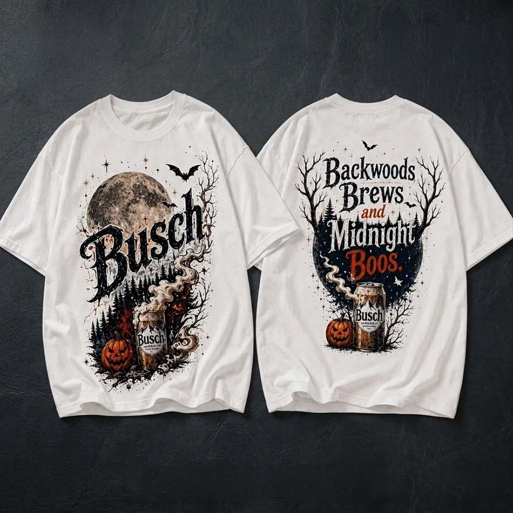 Busch Light Backwoods Brews And Midnight Boos T-Shirt Halloween Clothing Gift For Fathers - Kdjoy