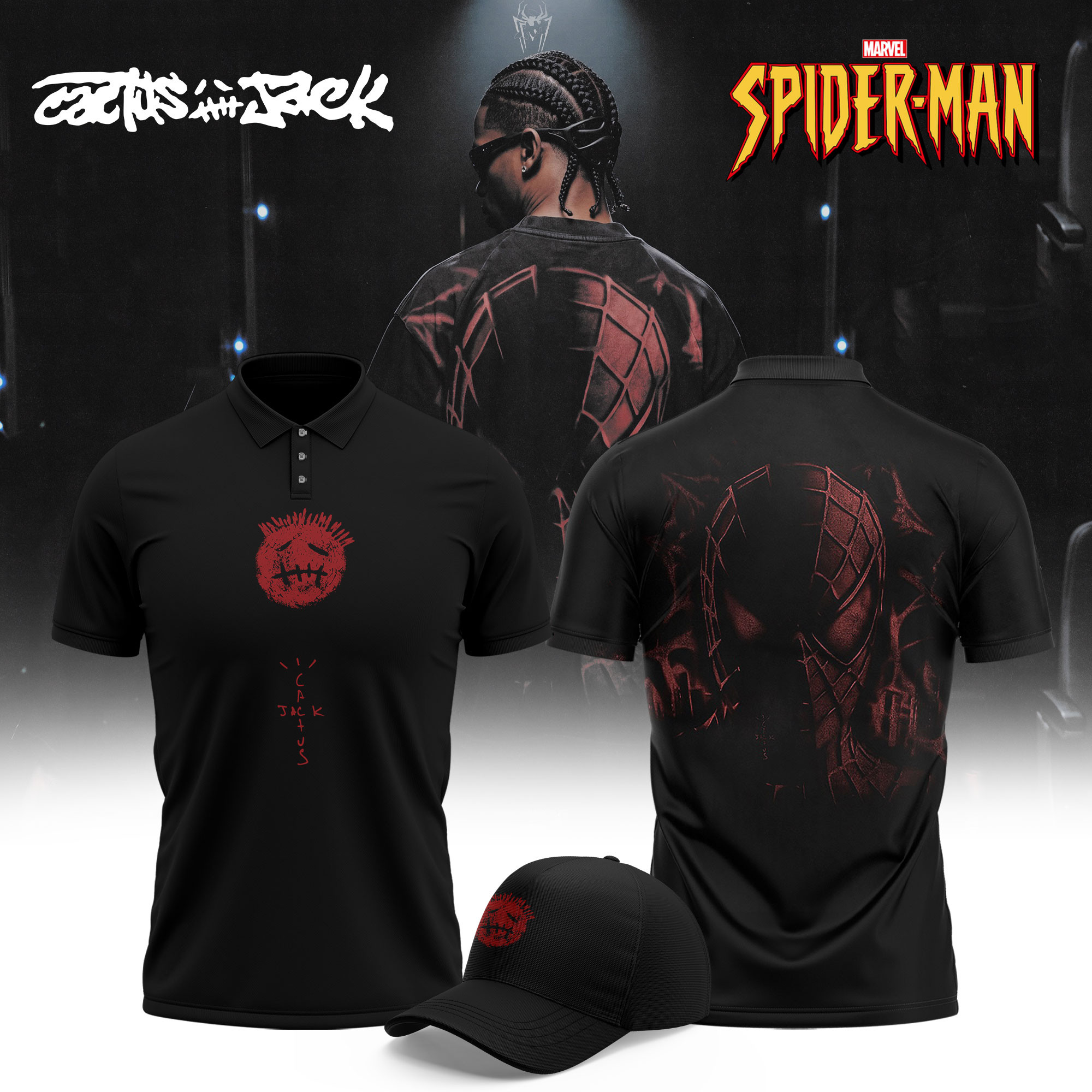 Cactus Jack x SPIDER-MAN Brand New Day Polo Shirt Travis Scott Merch Gifts For Son - Kdjoy Cactus Jack x SPIDER-MAN Brand New Day Polo Shirt Travis Scott Merch Gifts For Son - Kdjoy