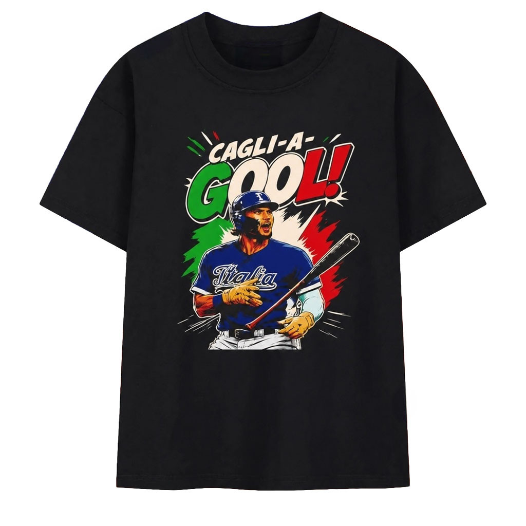 Cagli-A-Gool Italia Baseball Player Hitter T-Shirt Black Gift Ideas For Brothers - Kdjoy Cagli-A-Gool Italia Baseball Player Hitter T-Shirt Black Gift Ideas For Brothers - Kdjoy