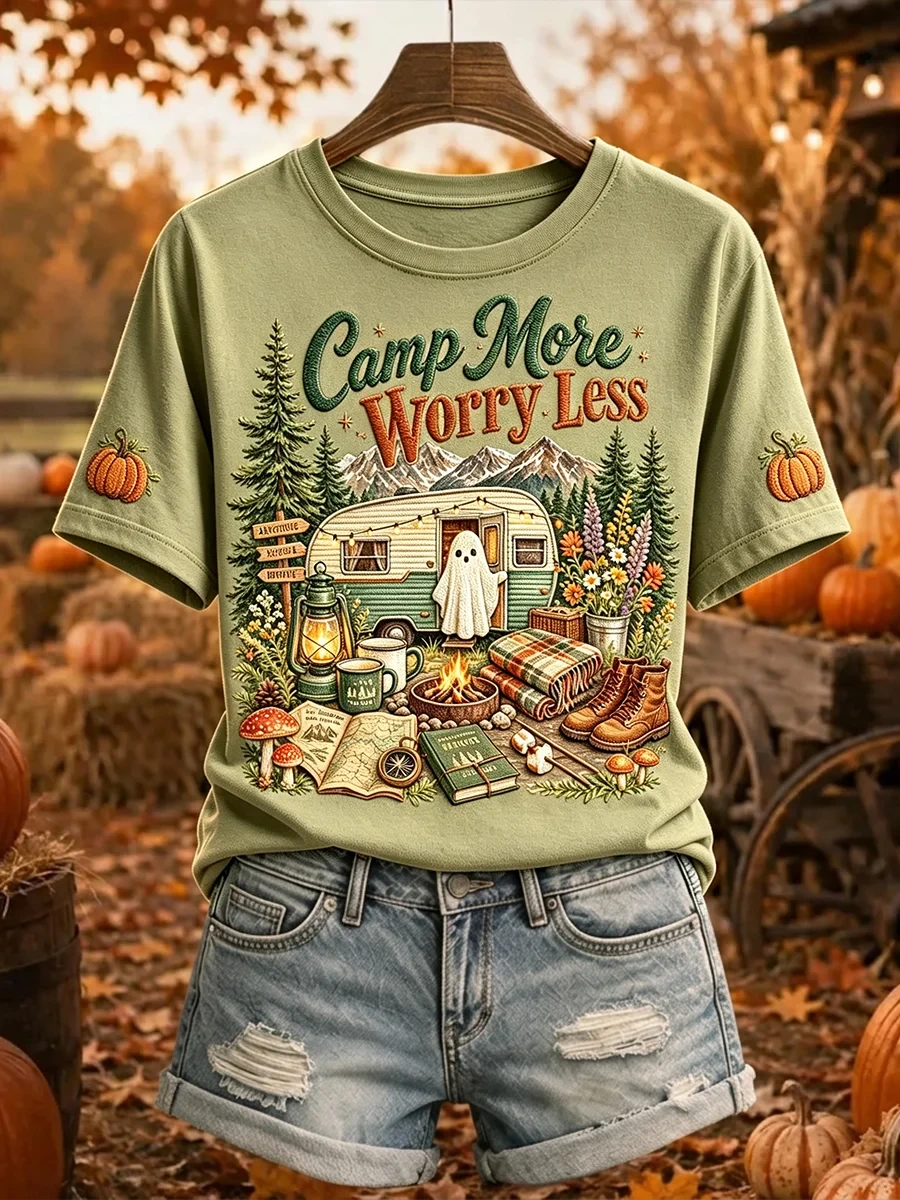 Camp More Worry Less T-Shirt Halloween Ghost Camping Shirt Autumn Themed Gifts Ideas - Kdjoy Camp More Worry Less T-Shirt Halloween Ghost Camping Shirt Autumn Themed Gifts Ideas - Kdjoy