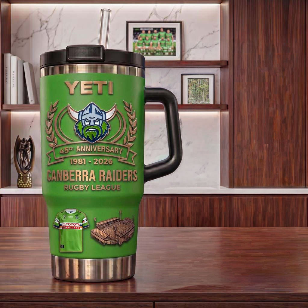 Canberra Raiders 45th Anniversary 2026 YETI Tumbler Canberra Raiders Merch Rugby Fan Gifts