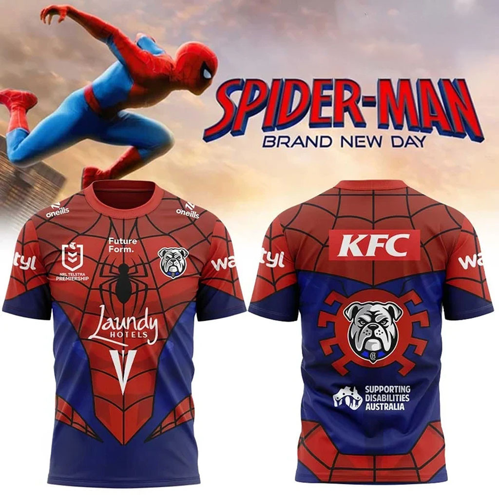 Canterbury Bulldogs X Spider-Man Brand New Day 2026 T-Shirt Canterbury Bulldogs Merch Fan Gifts - Kdjoy