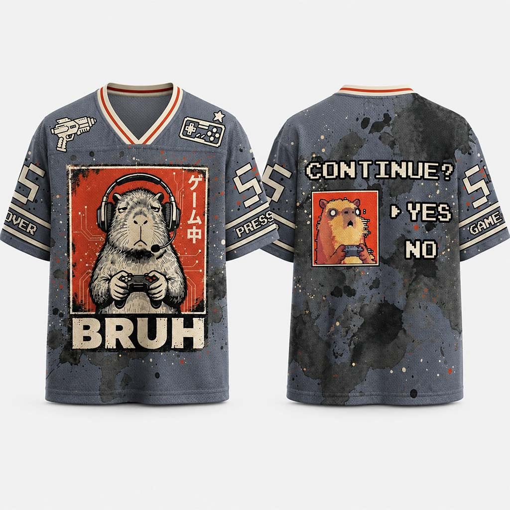 Capy Gamer BRUH Jersey Funny Capy Gamer Apparel Gifts For Brother - Kdjoy
