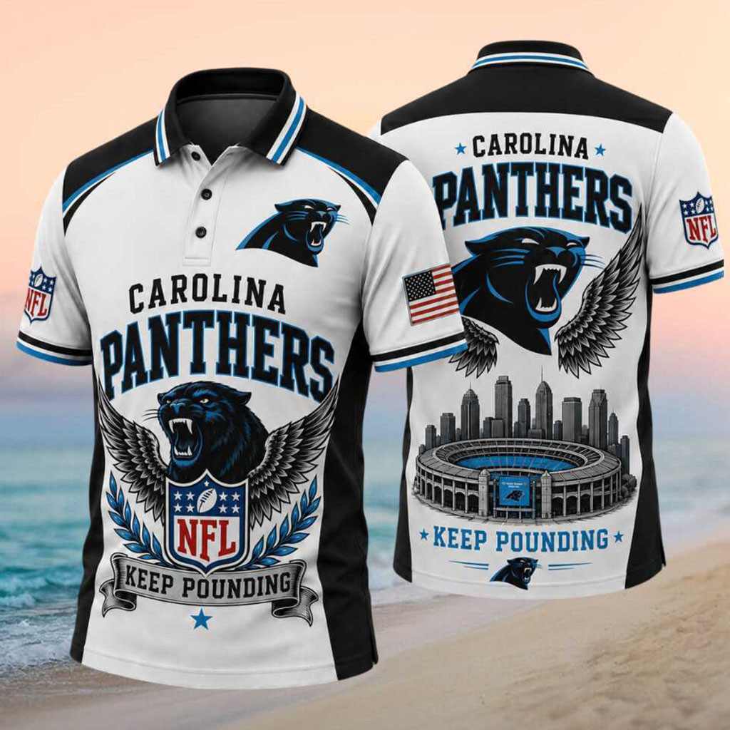 Carolina Panthers Keep Pounding Polo Shirt Carolina Panthers Merch Football Fans Gift Ideas - Kdjoy