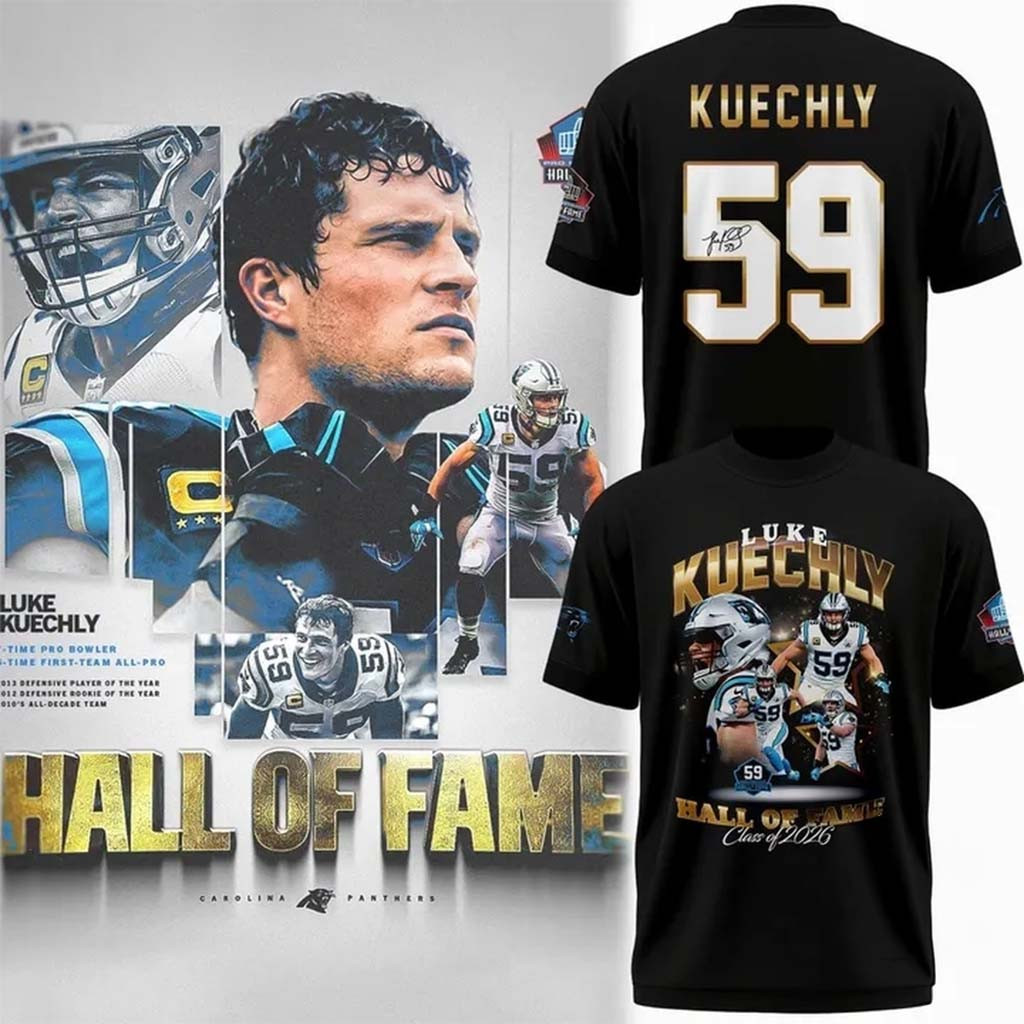 Carolina Panthers Luke Kuechly Hall Of Fame Class of 2026 Collage Shirt #59 Luke Kuechly Merch - Kdjoy