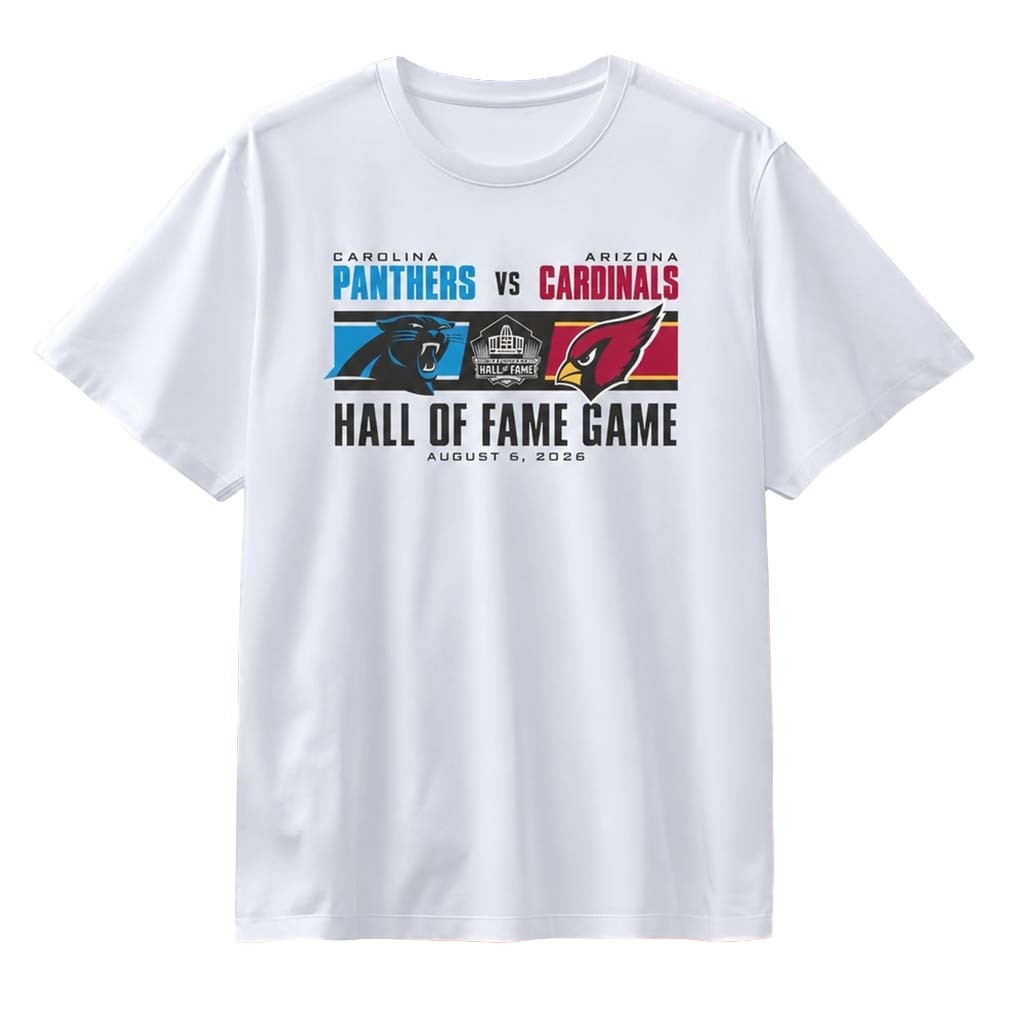 Carolina Panthers Vs Arizona Cardinals 2026 Hall Of Fame Game Dueling Logo T-Shirt Fan Merch - Kdjoy Carolina Panthers Vs Arizona Cardinals 2026 Hall Of Fame Game Dueling Logo T-Shirt Fan Merch - Kdjoy