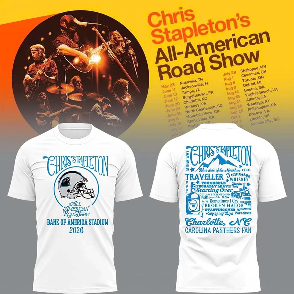 Carolina Panthers X Chris Stapleton All American Road Show Shirt Panthers Merch White - Kdjoy