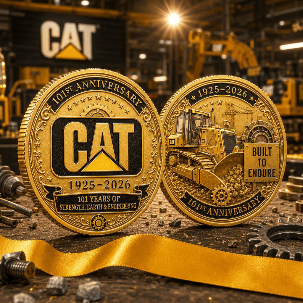 CAT 101st Anniversary Emblem Commemorative Coin Built To Endure Coin Present For Fathers - Kdjoy