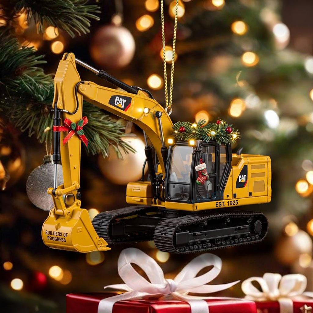 Caterpillar CAT Excavator Christmas Ornament Xmas Tree Hanging Decor Present For Son - Kdjoy