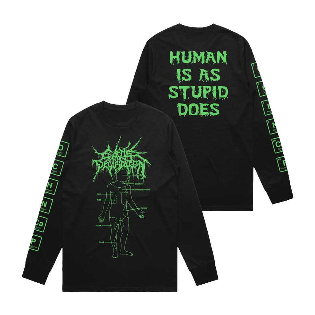 Cattle Decapitation Merch 2026 Human Is As Stupid Does Long Sleeve Shirt Gift Ideas For Dudes - Kdjoy Cattle Decapitation Merch 2026 Human Is As Stupid Does Long Sleeve Shirt Gift Ideas For Dudes - Kdjoy