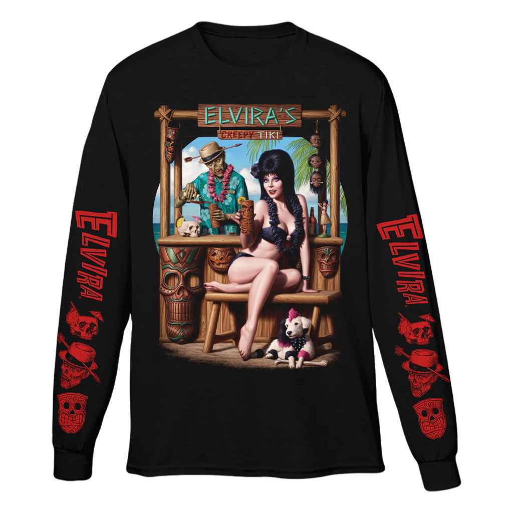 Cavitycolors Merch 2026 Elvira Creepy Tiki Long Sleeve Shirt Gift For Horror Lovers - Kdjoy Cavitycolors Merch 2026 Elvira Creepy Tiki Long Sleeve Shirt Gift For Horror Lovers - Kdjoy