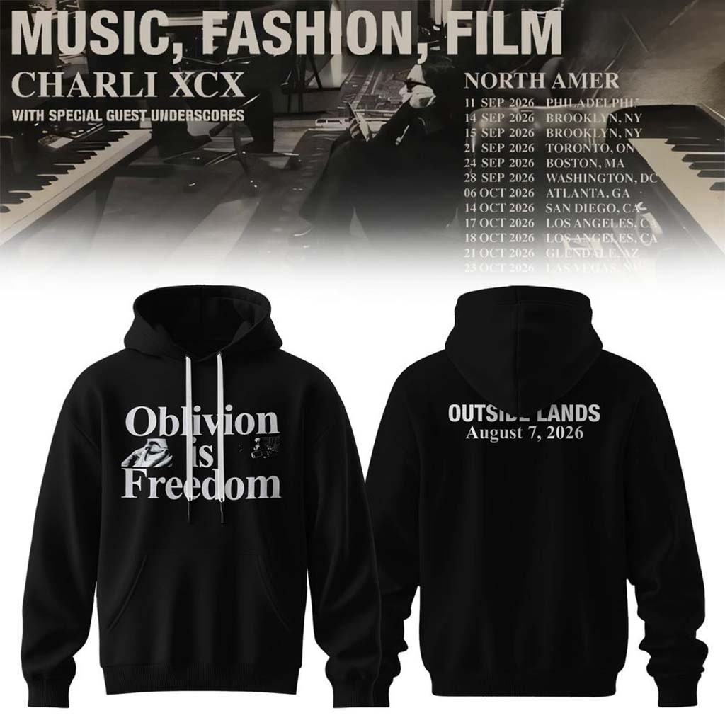 Charli XCX Music Fashion Film 2026 Tour Hoodie Oblivion Is Freedom Hoodie Charli XCX Merch - Kdjoy Charli XCX Music Fashion Film 2026 Tour Hoodie Oblivion Is Freedom Hoodie Charli XCX Merch - Kdjoy