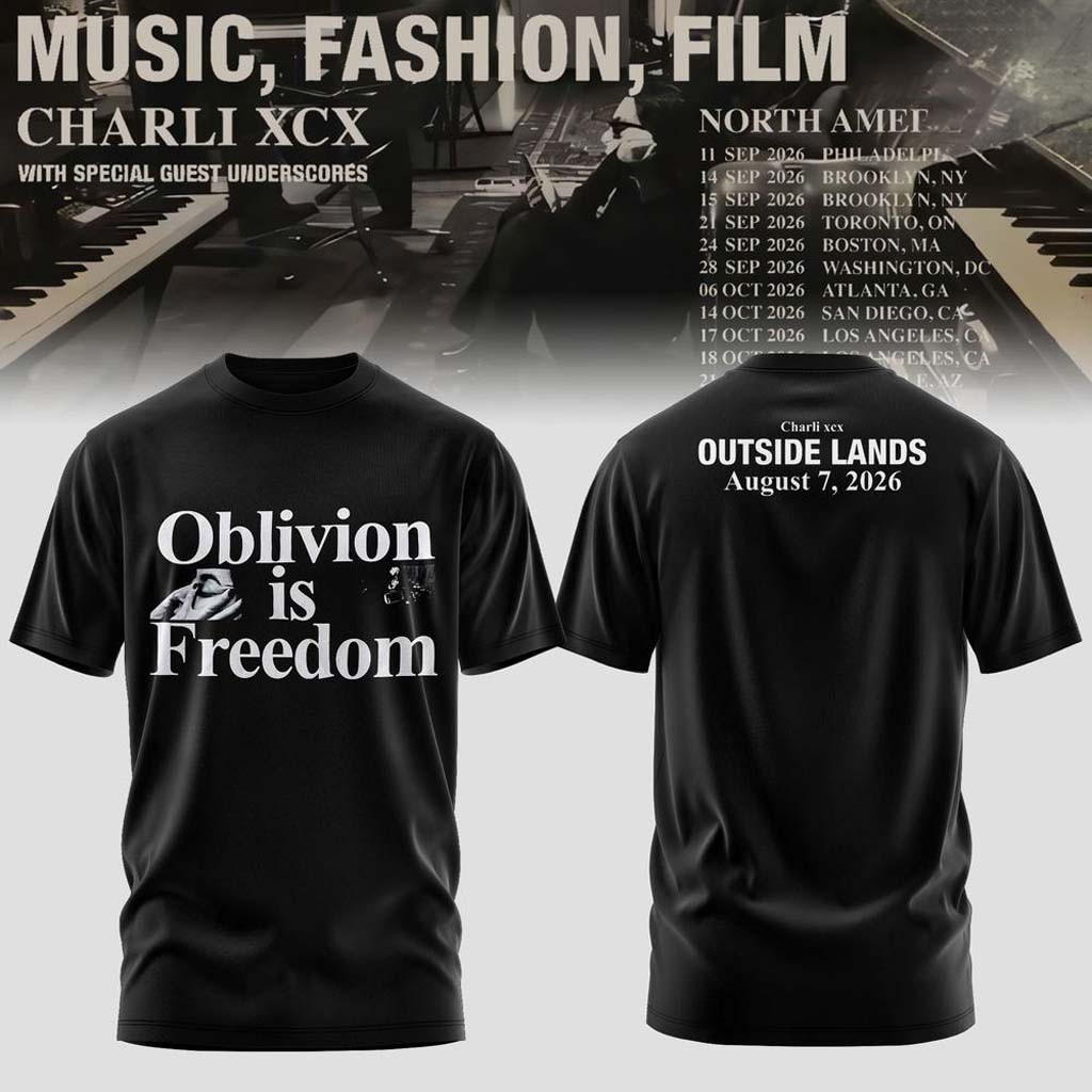 Charli XCX Music Fashion Film 2026 Tour T-Shirt Oblivion Is Freedom Tee Charli XCX Merch Gifts - Kdjoy Charli XCX Music Fashion Film 2026 Tour T-Shirt Oblivion Is Freedom Tee Charli XCX Merch Gifts - Kdjoy