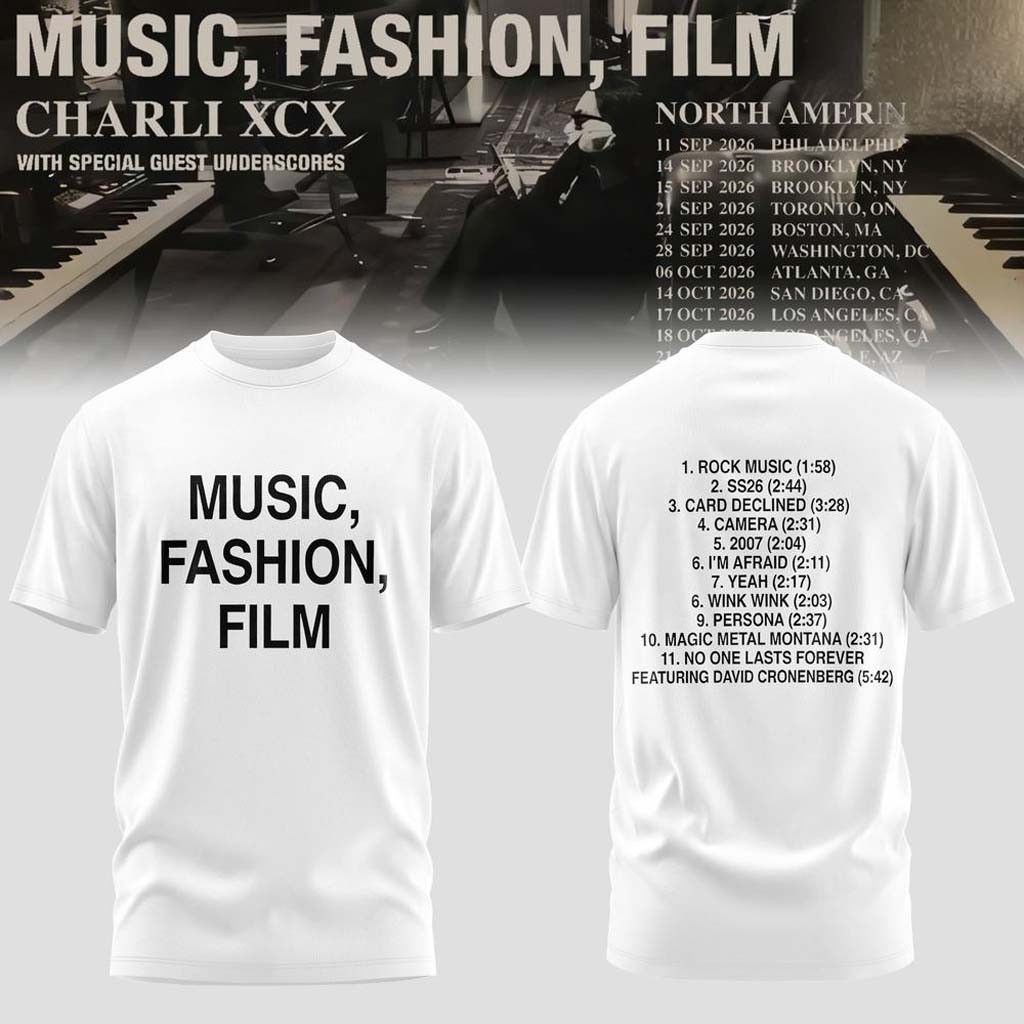 Charli XCX Music Fashion Film 2026 Tour T-Shirt Tracklist Shirt Charli XCX Merch Fan Gifts - Kdjoy