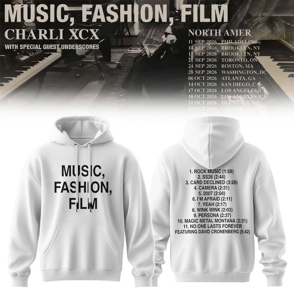 Charli XCX Music Fashion Film 2026 Tracklist Hoodie Charli XCX Tour Merch Gift For Fans - Kdjoy