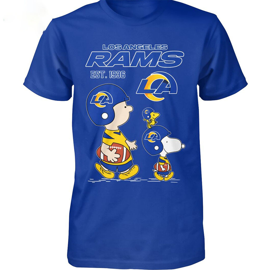 Charlie Brown And Snoopy Los Angeles Rams T-Shirt Los Angeles Football Merch Gifts For Fans - Kdjoy
