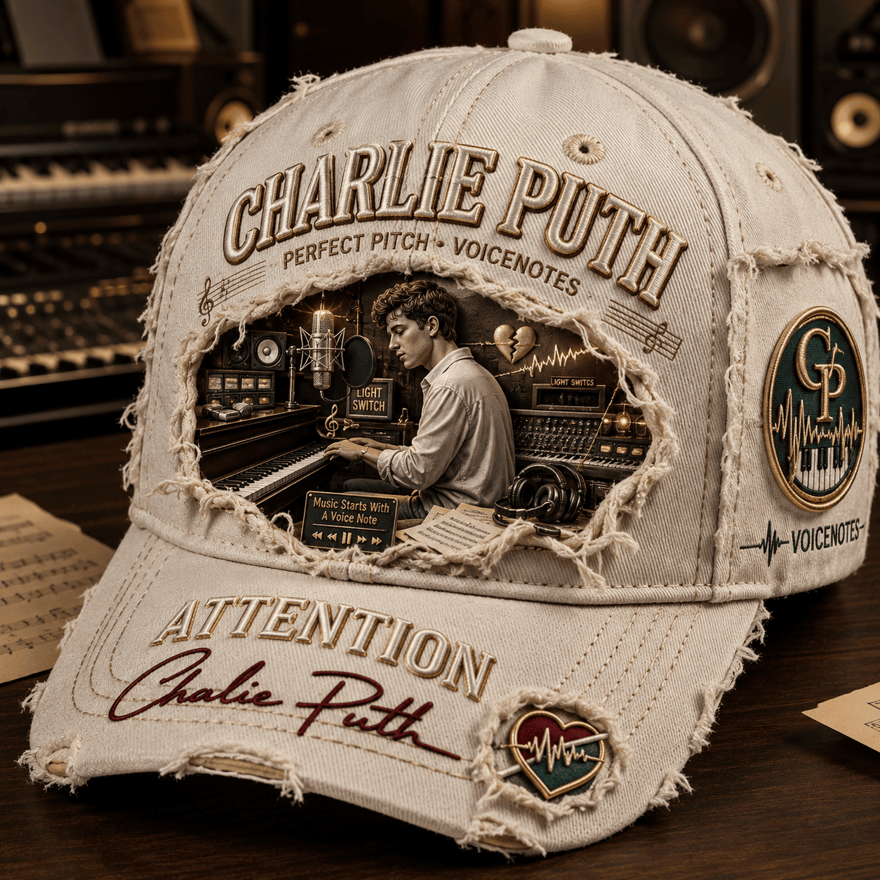 Charlie Puth Perfect Pitch Voicenotes Hat Attention Hat Charlie Puth Merch Music Fan Gifts - Kdjoy Charlie Puth Perfect Pitch Voicenotes Hat Attention Hat Charlie Puth Merch Music Fan Gifts - Kdjoy