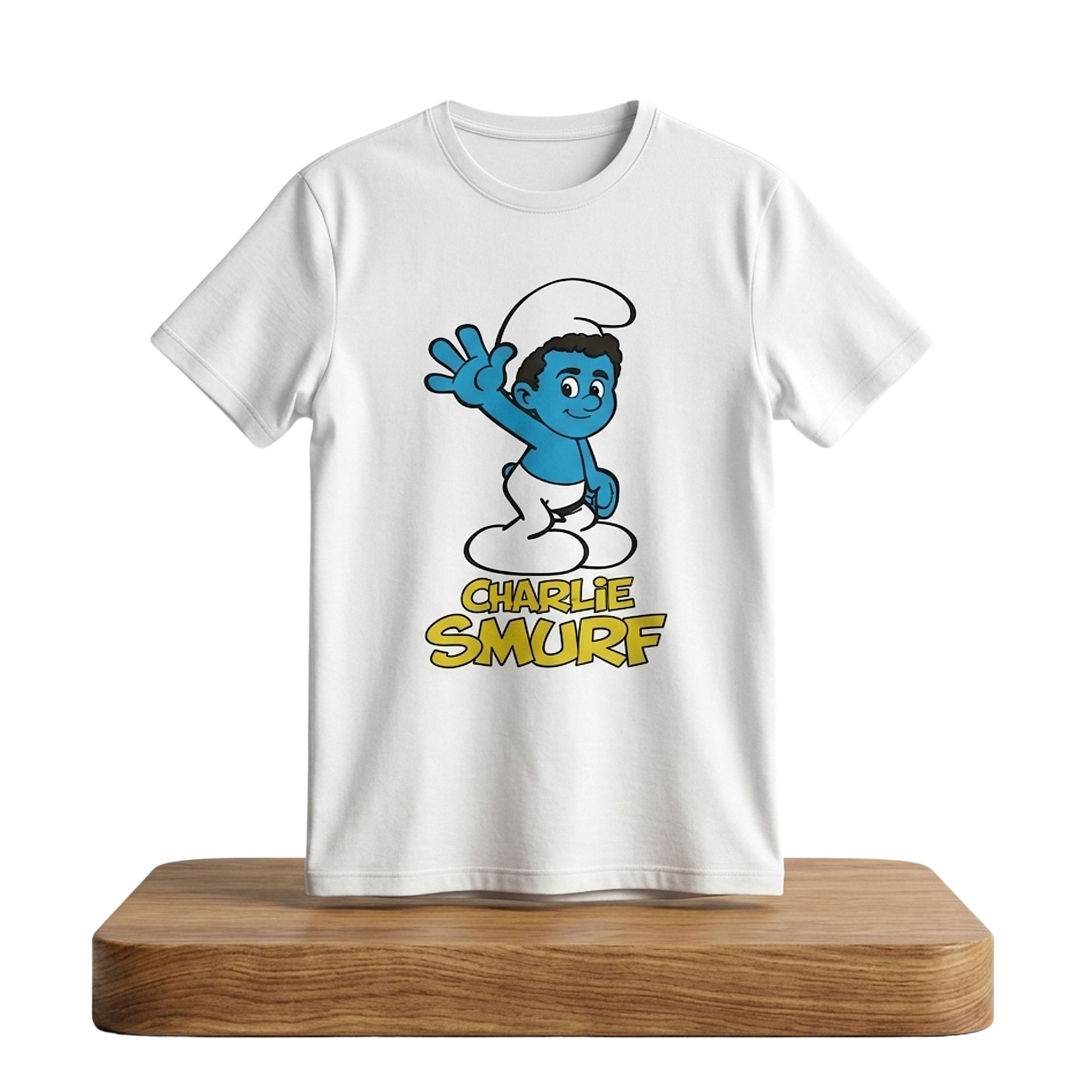 Charlie Smurf Shirt Charlie Kirk Parody T-Shirt White Gifts Ideas For Brothers - Kdjoy
