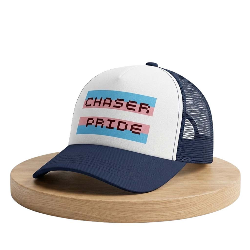 Chaser Pride Trucker Hat Trans Flag Pixel Art Cap Funny Pride Gifts For LGBTQ Friends - Kdjoy