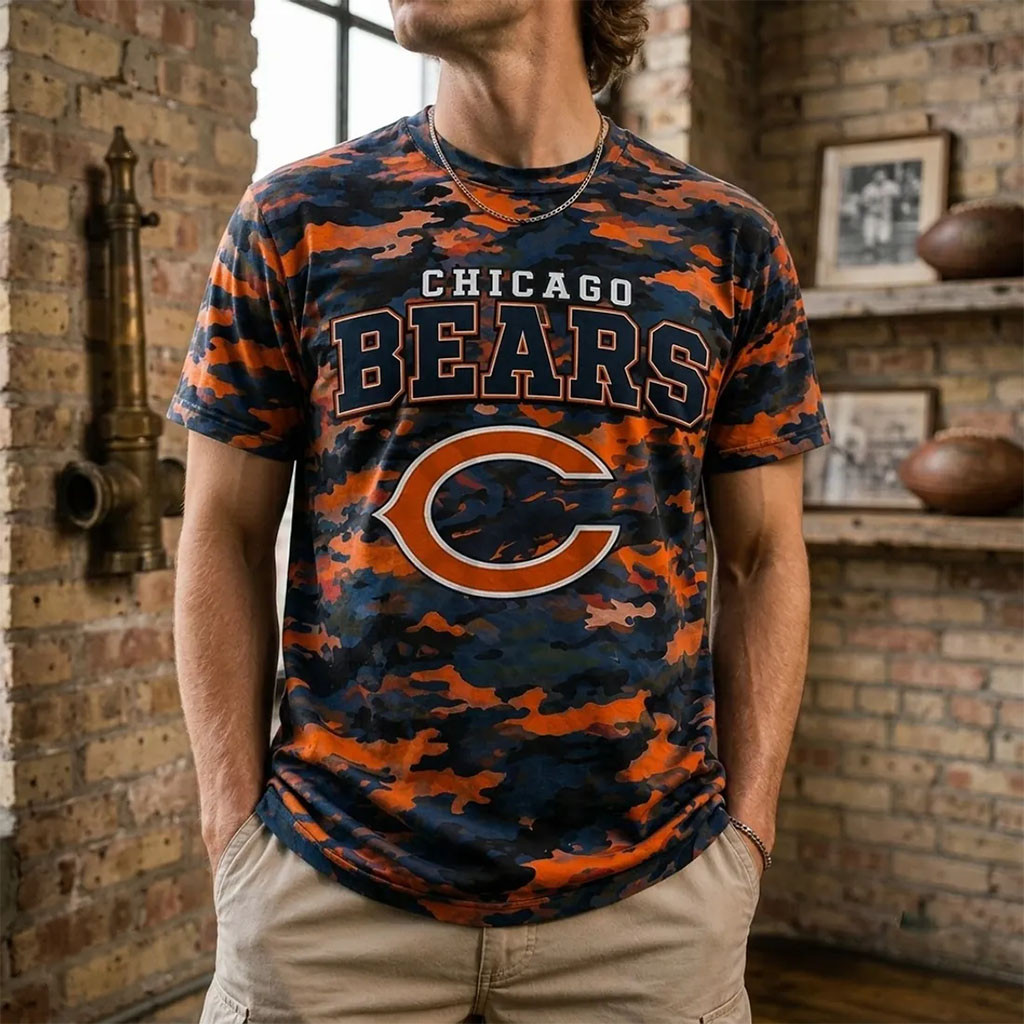 Chicago Bears Camouflage T-Shirt Bears Merch Best Gift For Football Lovers - Kdjoy