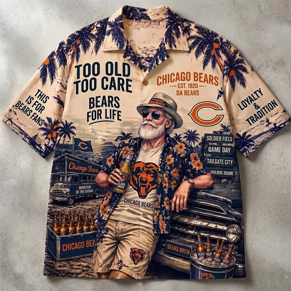 Chicago Bears Da Bears Tropical Hawaiian Shirt Chicago Bears Merch Aloha Shirts Fans Gifts - Kdjoy