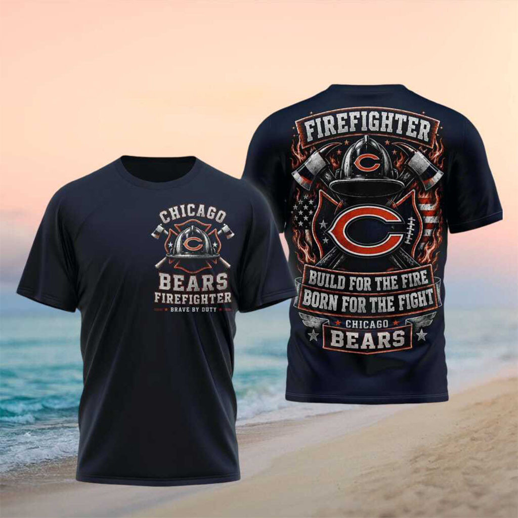 Chicago Bears Firefighter Helmet Graphic Shirt Chicago Bears Merch Fire Department Gifts - Kdjoy Chicago Bears Firefighter Helmet Graphic Shirt Chicago Bears Merch Fire Department Gifts - Kdjoy