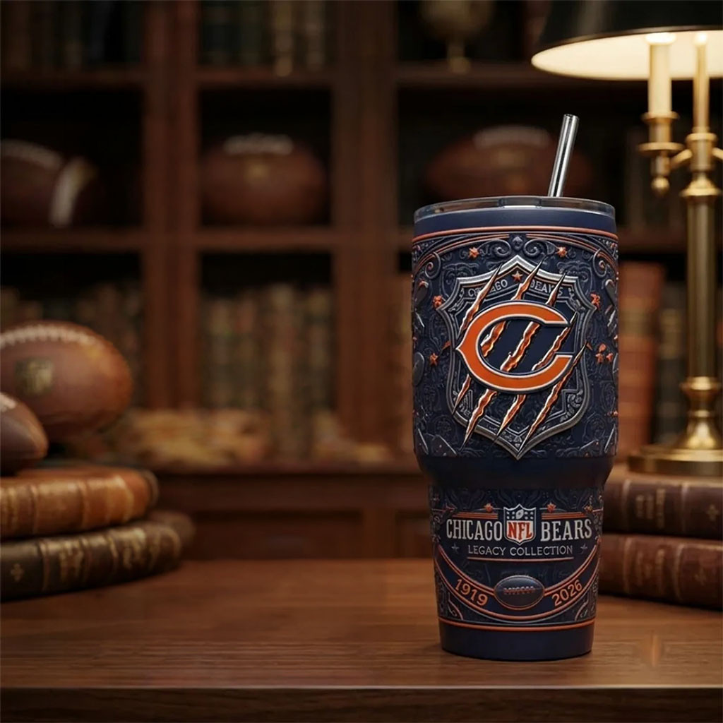 Chicago Bears Legacy Collection 40oz Stanley Tumbler Chicago Bears Merch Football Lover Gifts - Kdjoy