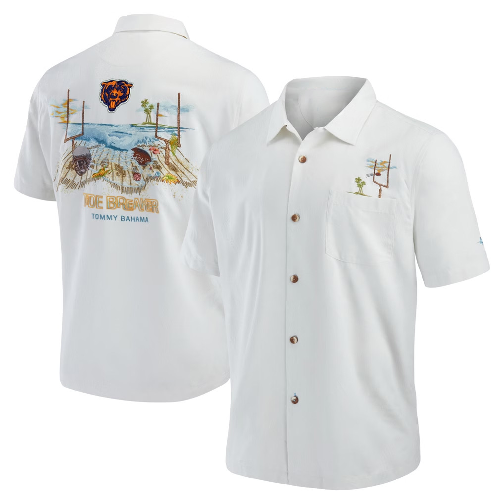 Chicago Bears Merch 2026 Bears Tommy Bahama Tide Breaker IslandZone Camp Hawaiian Shirt - Kdjoy Chicago Bears Merch 2026 Bears Tommy Bahama Tide Breaker IslandZone Camp Hawaiian Shirt - Kdjoy