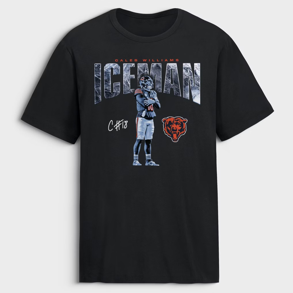 Chicago Bears Merch 2026 Caleb Williams Chicago Bears Iceman T-Shirt Black Football Fan Gear - Kdjoy