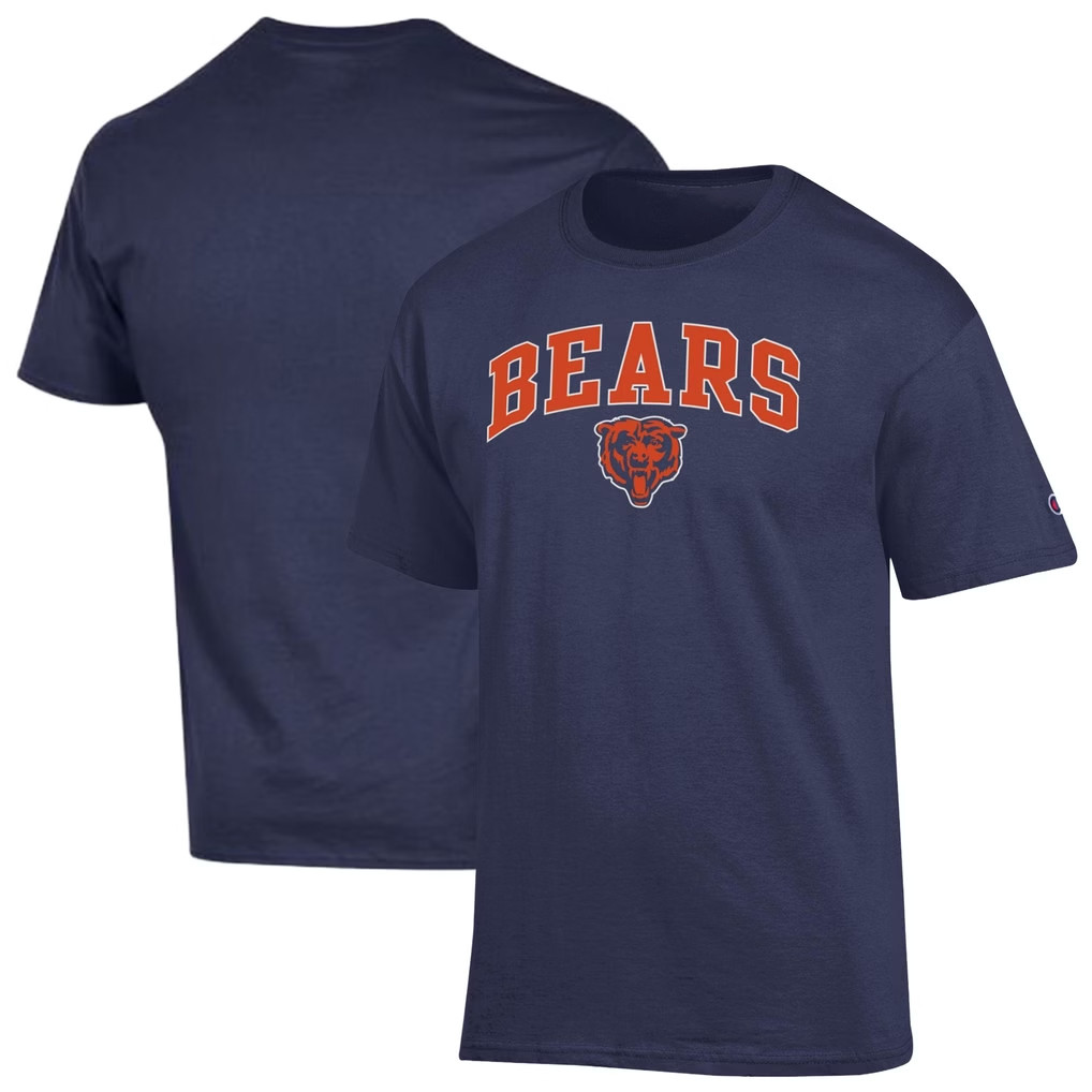 Chicago Bears Merch 2026 Chicago Bears Champion Arch Over Logo T-Shirt Navy Football Lover Gift - Kdjoy