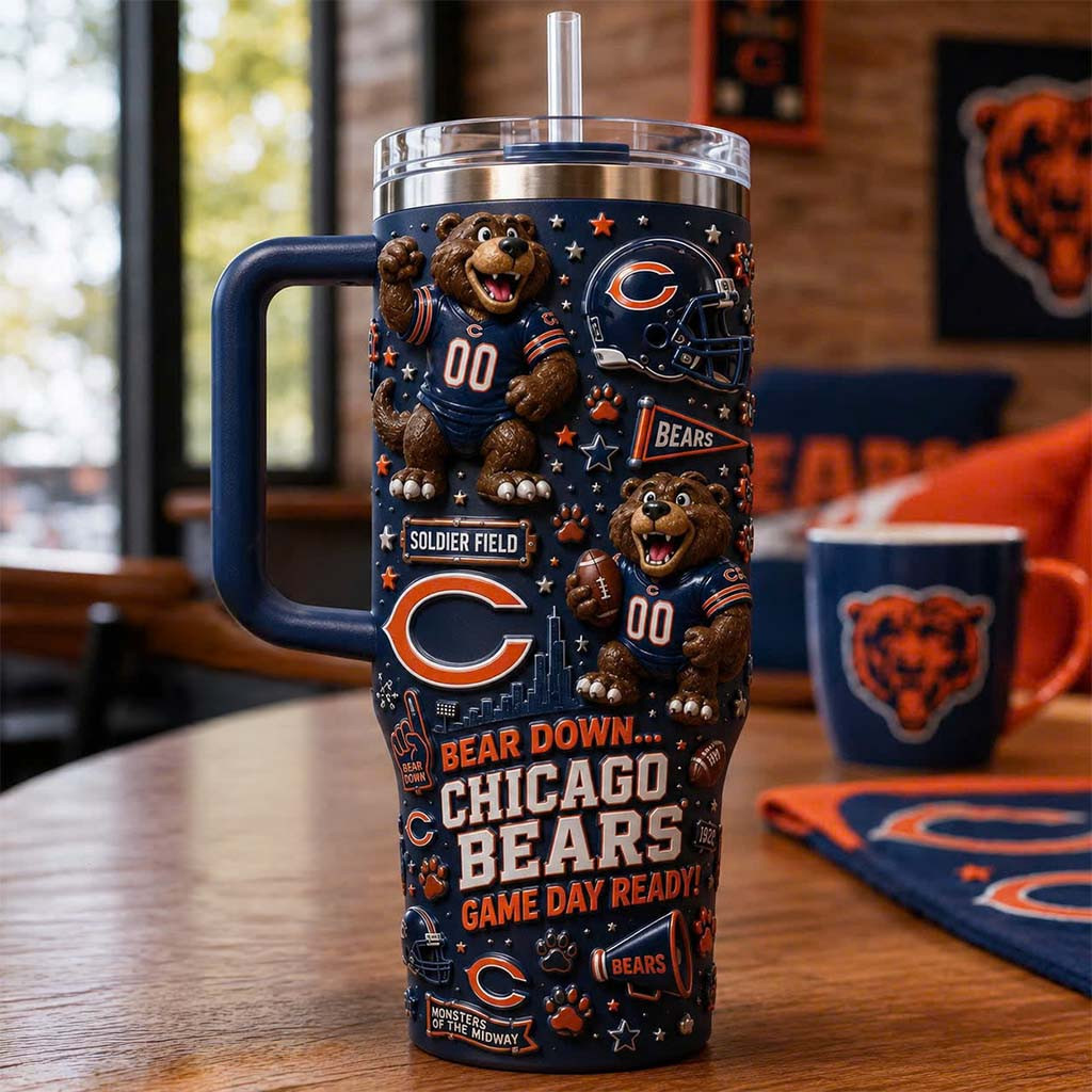 Chicago Bears Merch Bear Down Chicago Bears Game Day Ready Tumbler Gifts For Brother - Kdjoy