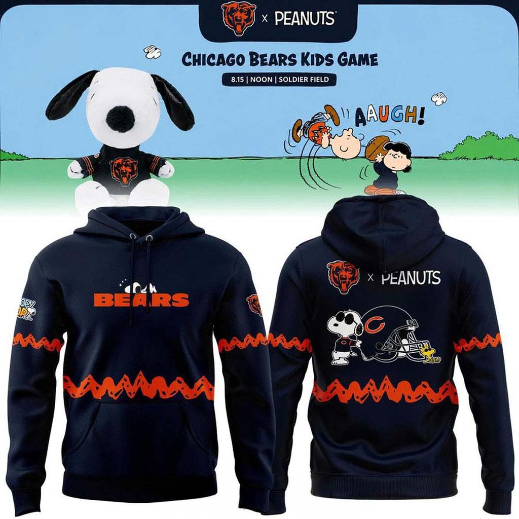 Chicago Bears Peanuts Snoopy Night 2026 Hoodie Navy Chicago Bears Merch Game Day Gifts For Fan - Kdjoy Chicago Bears Peanuts Snoopy Night 2026 Hoodie Navy Chicago Bears Merch Game Day Gifts For Fan - Kdjoy