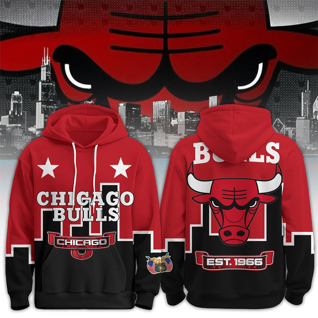 Chicago Bulls Skyline Basketball Hoodie Chicago Bulls Merch Presents For Basketball Fans - Kdjoy