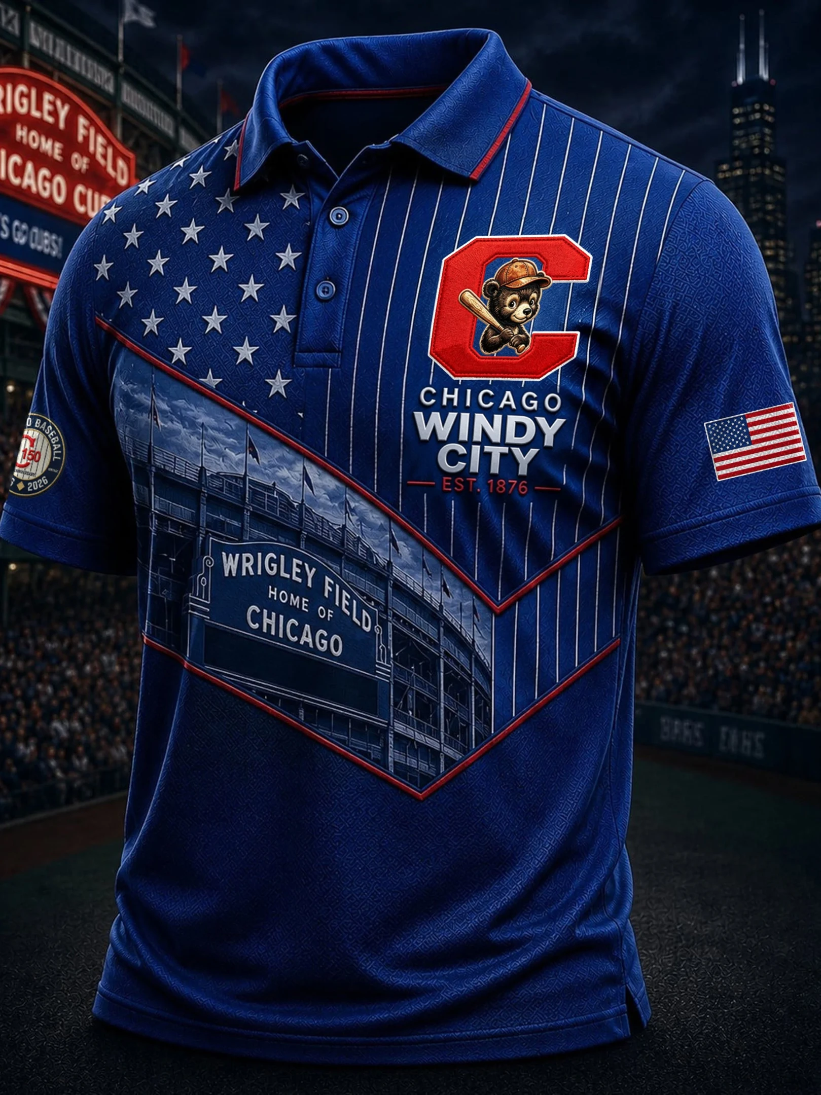 Chicago Cubs Merch Chicago Windy City Est 1876 Polo Shirt Gifts For Baseball Fans - Kdjoy