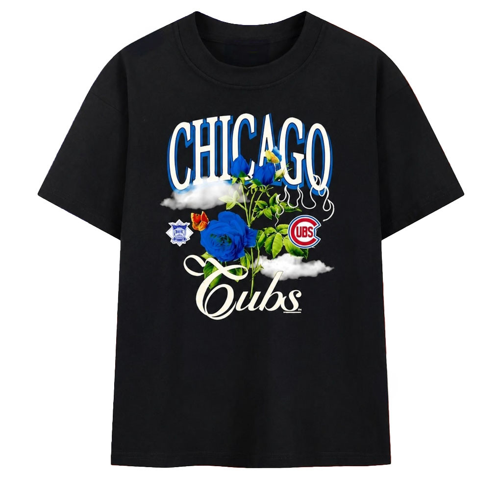 Chicago Cubs National League Floral Rose T-Shirt Chicago Cubs Merch Gift For Baseball Fans - Kdjoy Chicago Cubs National League Floral Rose T-Shirt Chicago Cubs Merch Gift For Baseball Fans - Kdjoy