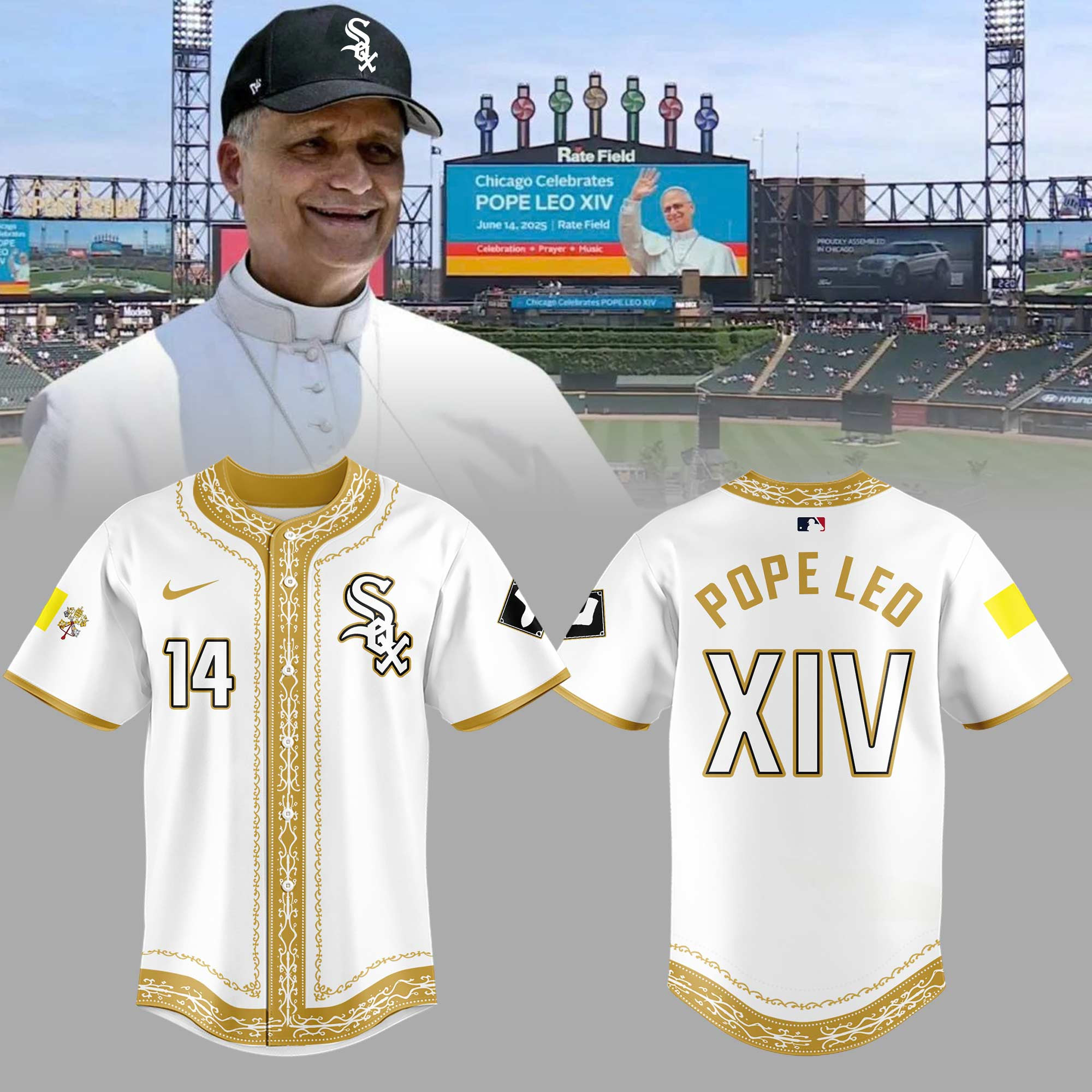 Chicago White Sox 2026 Chicago's Pope Jersey Shirt Pope Leo XIV Merch Gift For Religious - Kdjoy
