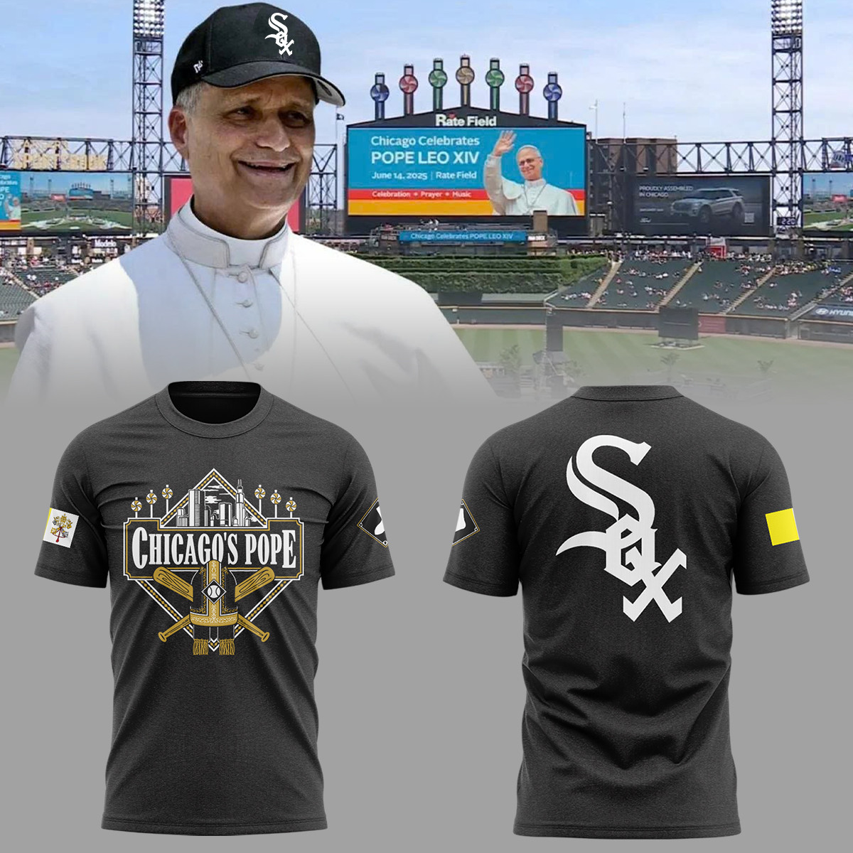 Chicago White Sox 2026 Chicago's Pope T-Shirt Pope Leo XIV Merch Catholics Gift Ideas - Kdjoy
