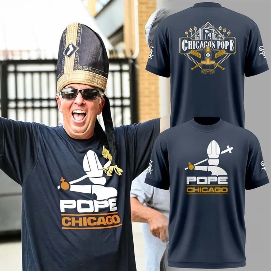 Chicago White Sox Chicago Pope 2026 T-Shirt White Sox Merch Gifts For Baseball Fans - Kdjoy Chicago White Sox Chicago Pope 2026 T-Shirt White Sox Merch Gifts For Baseball Fans - Kdjoy