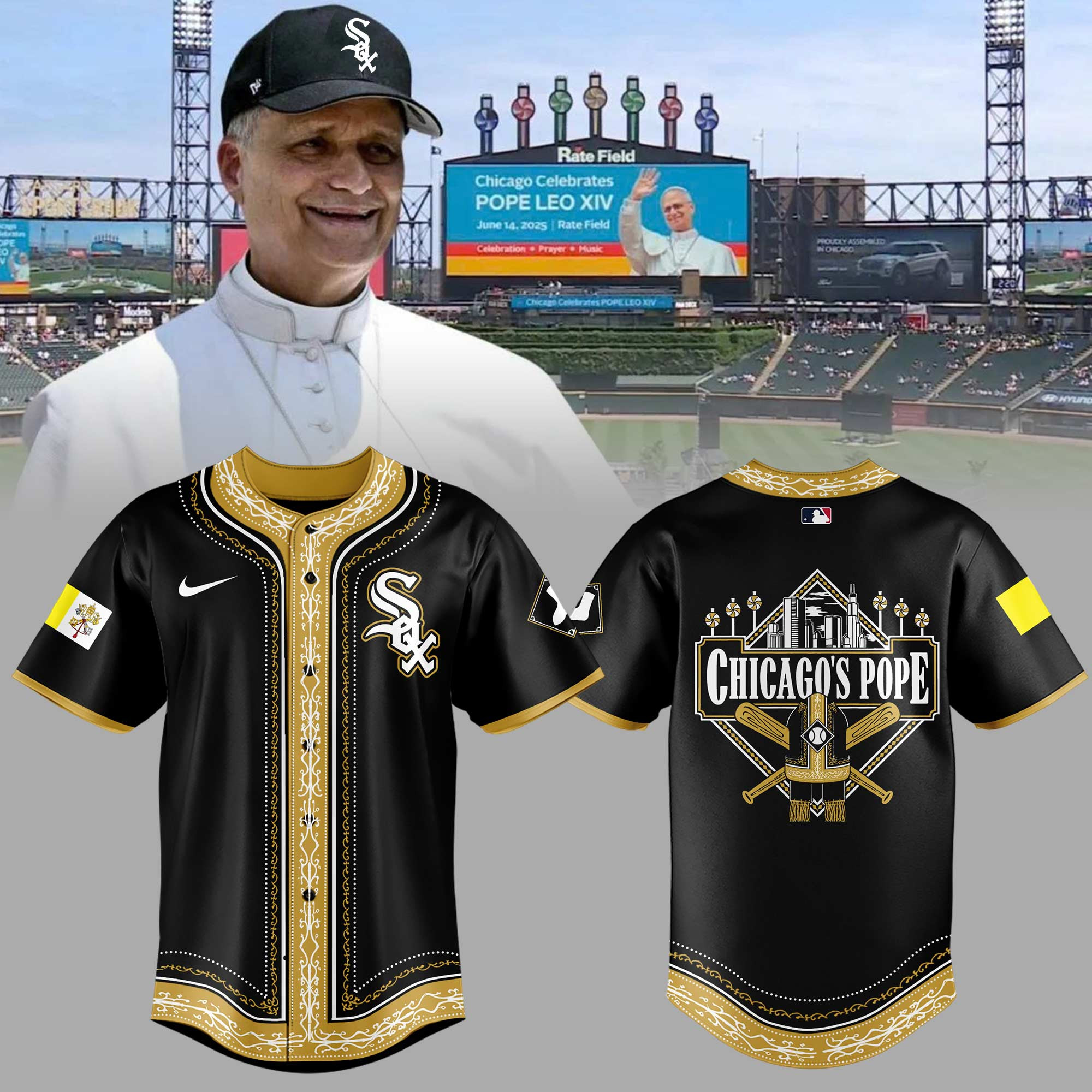 Chicago White Sox Merch Chicago's Pope Jersey Shirt Pope Leo XIV Merch Gift For Brothers - Kdjoy