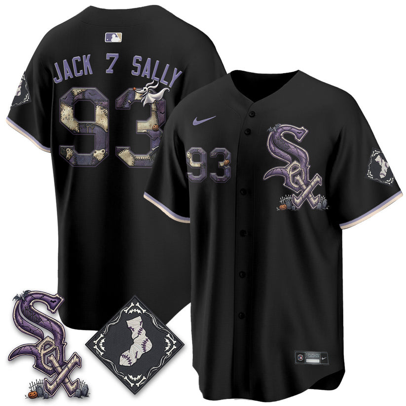 Chicago White Sox Merch X Nightmare Halloween Jack Sally Baseball Jersey Halloween Gifts - Kdjoy Chicago White Sox Merch X Nightmare Halloween Jack Sally Baseball Jersey Halloween Gifts - Kdjoy