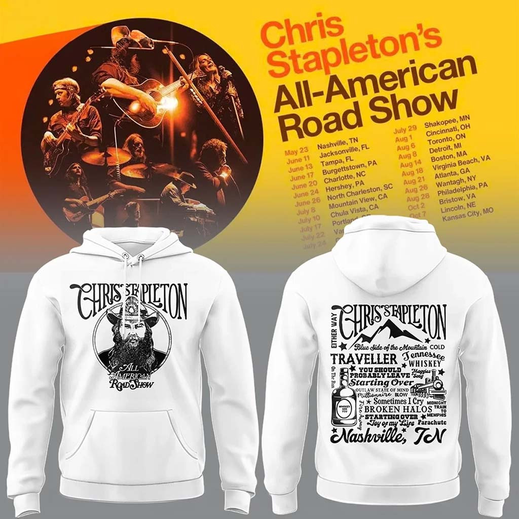Chris Stapleton Merch All American Road Show Hoodie White Gifts For Music Lovers - Kdjoy Chris Stapleton Merch All American Road Show Hoodie White Gifts For Music Lovers - Kdjoy
