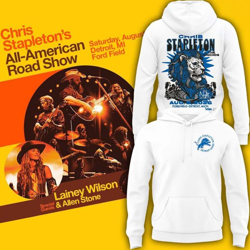 Chris Stapleton X Detroit Lions Merch All-American Road Show 2026 Hoodie Gifts For Music Lover - Kdjoy