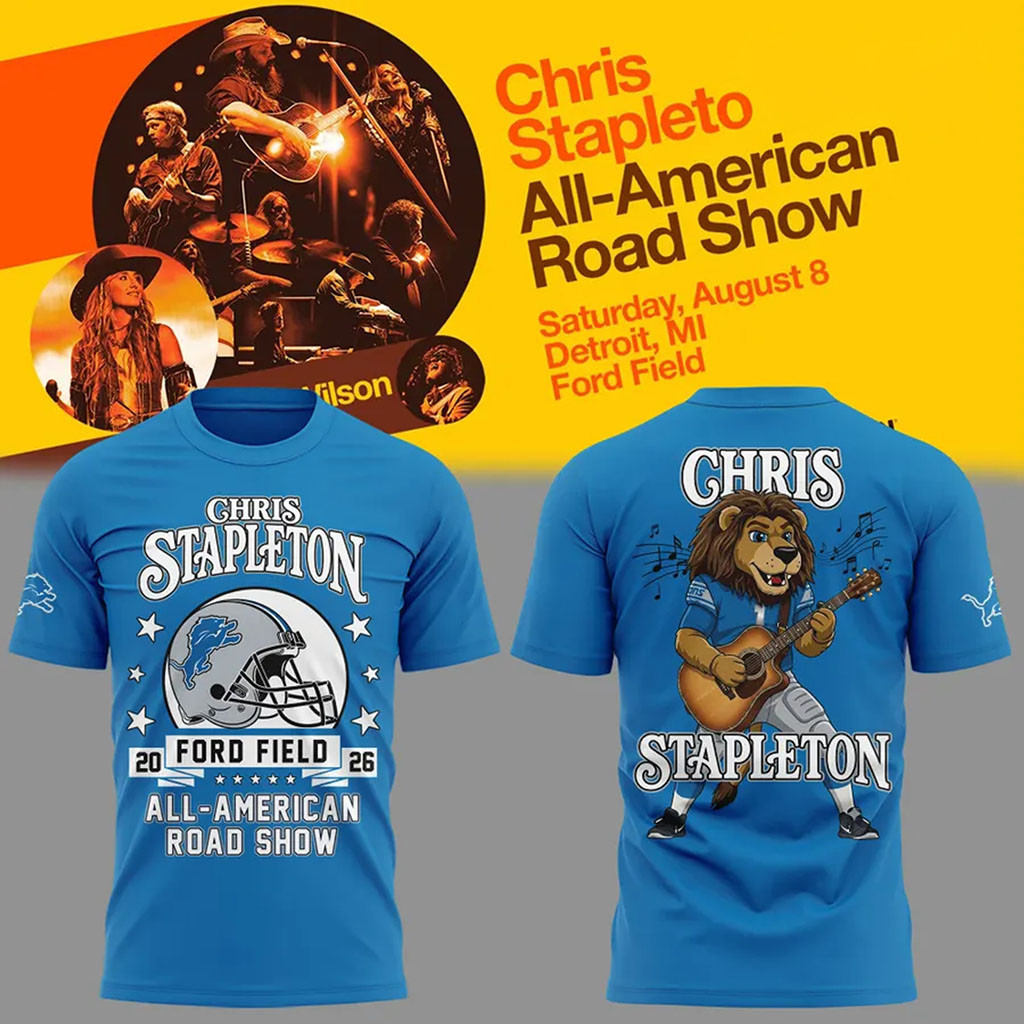 Chris Stapleton X Detroit Lions Merch All American Road Show T-Shirt Gift For Music Lovers - Kdjoy
