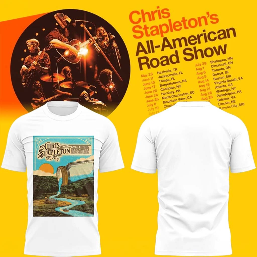 Chris Stapleton's Merch All American Road Show In Charlotte NC T-Shirt White Fans Gifts - Kdjoy