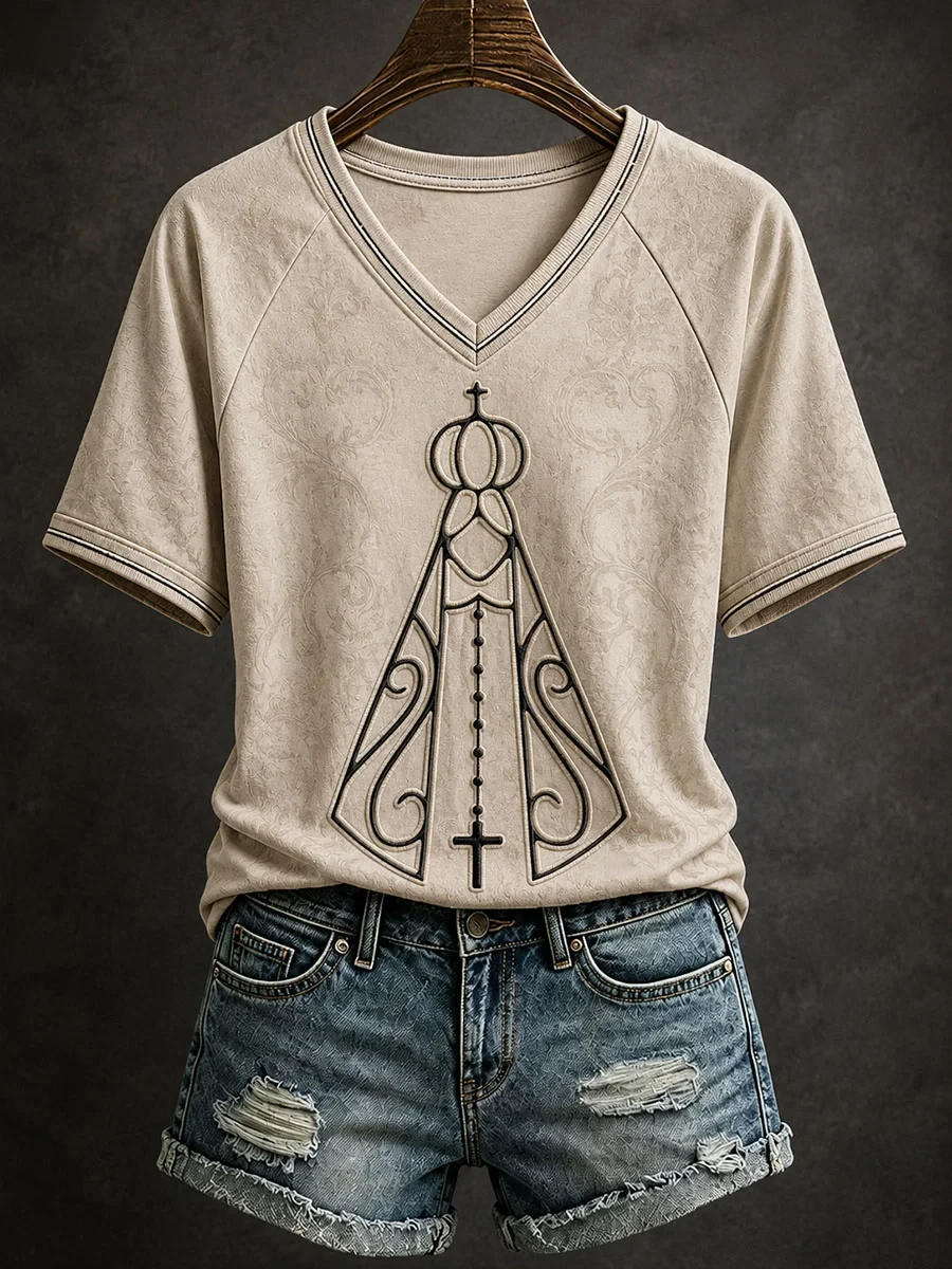 Christian Art V-Neck Shirt Faith Inspired Clothing Gifts For Religious Woman - Kdjoy