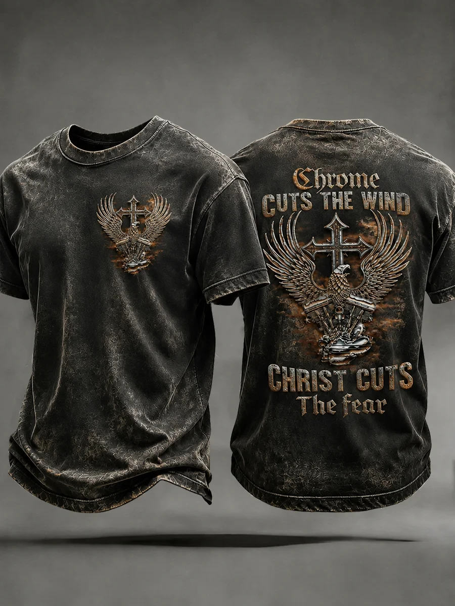 Chrome Cuts The Wind Christ Cuts The Fear T-Shirt Motorcycle Biker Apparel Gift For Christian - Kdjoy
