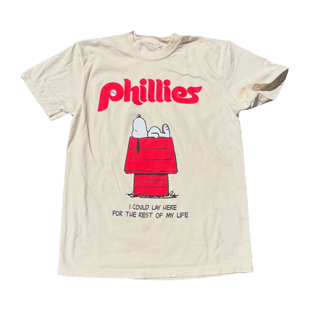 Church Dust Merch 2026 Phillies X Snoopy T-Shirt I Could Lay Here For The Rest Of My Life Tee