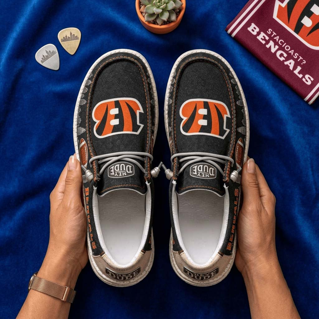 Cincinnati Bengals City Skyline Shoes Cincinnati Bengals Merch Present For Football Lovers - Kdjoy